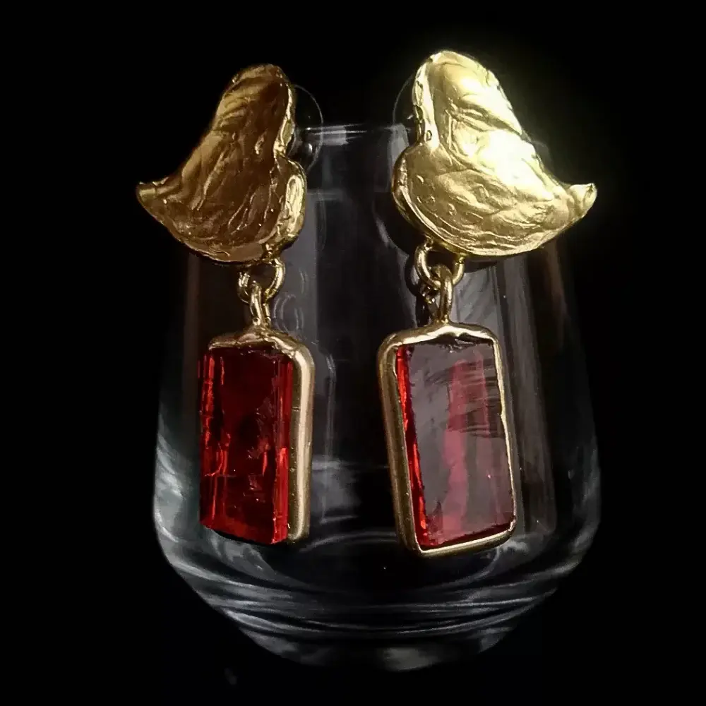Angel earrings, Bronzo giallo, Vetro di Murano