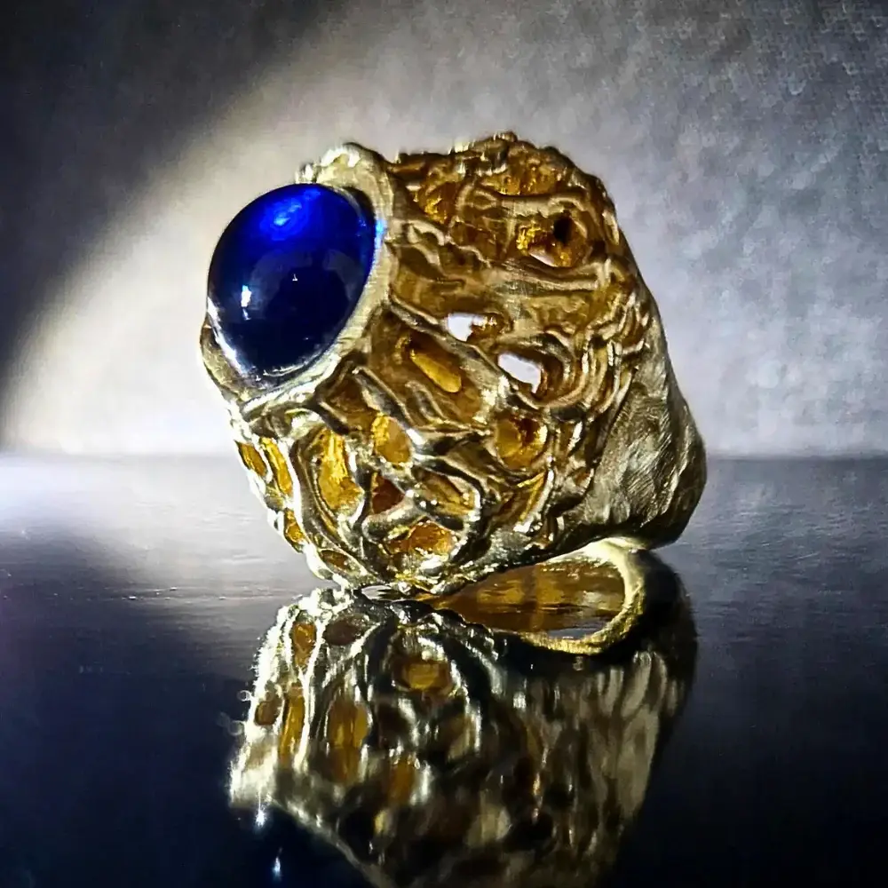 Blue Lion, Bronzo, Pietra cabochon